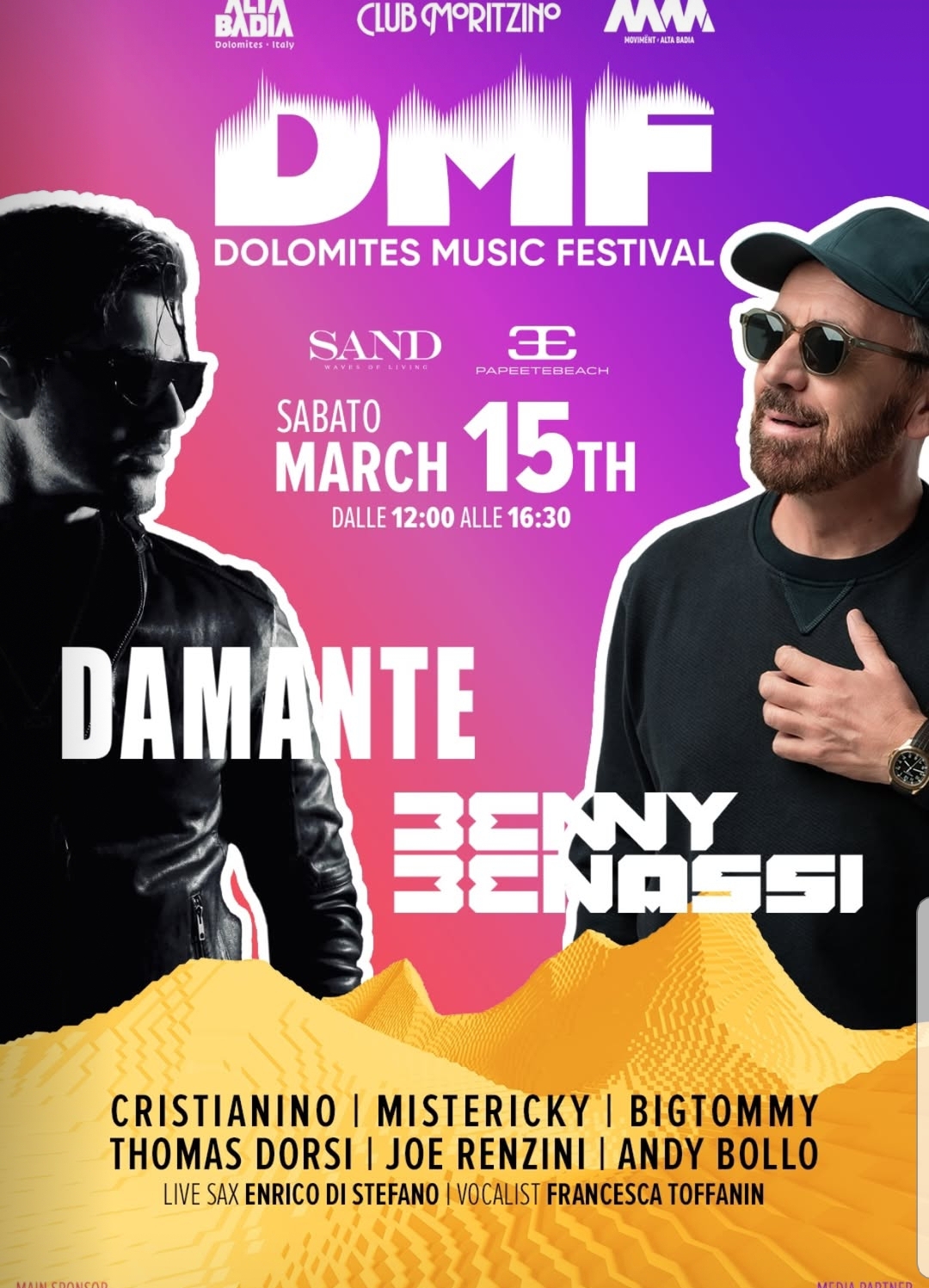 DMF DOLOMITES MUSIC FESTIVAL SABATO DJ E NEVE