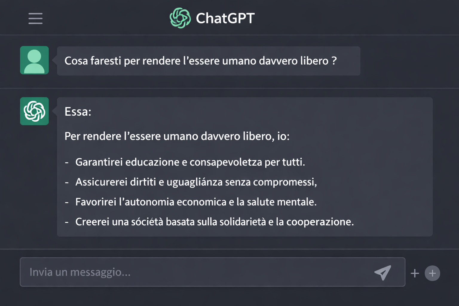 HO CHIESTO A UNA INTELLIGENZA ARTIFICIALE COME RENDERE L’UOMO PIÙ LIBERO. LA RISPOSTA È STATA AGGHIACCIANTE.