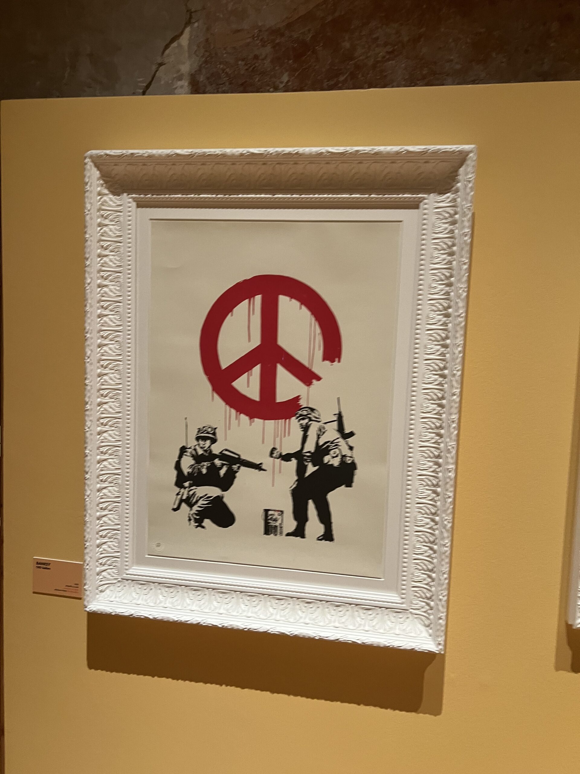 Opera di Banksy alla mostra Da Warhol a Banksy a Castel Caldes